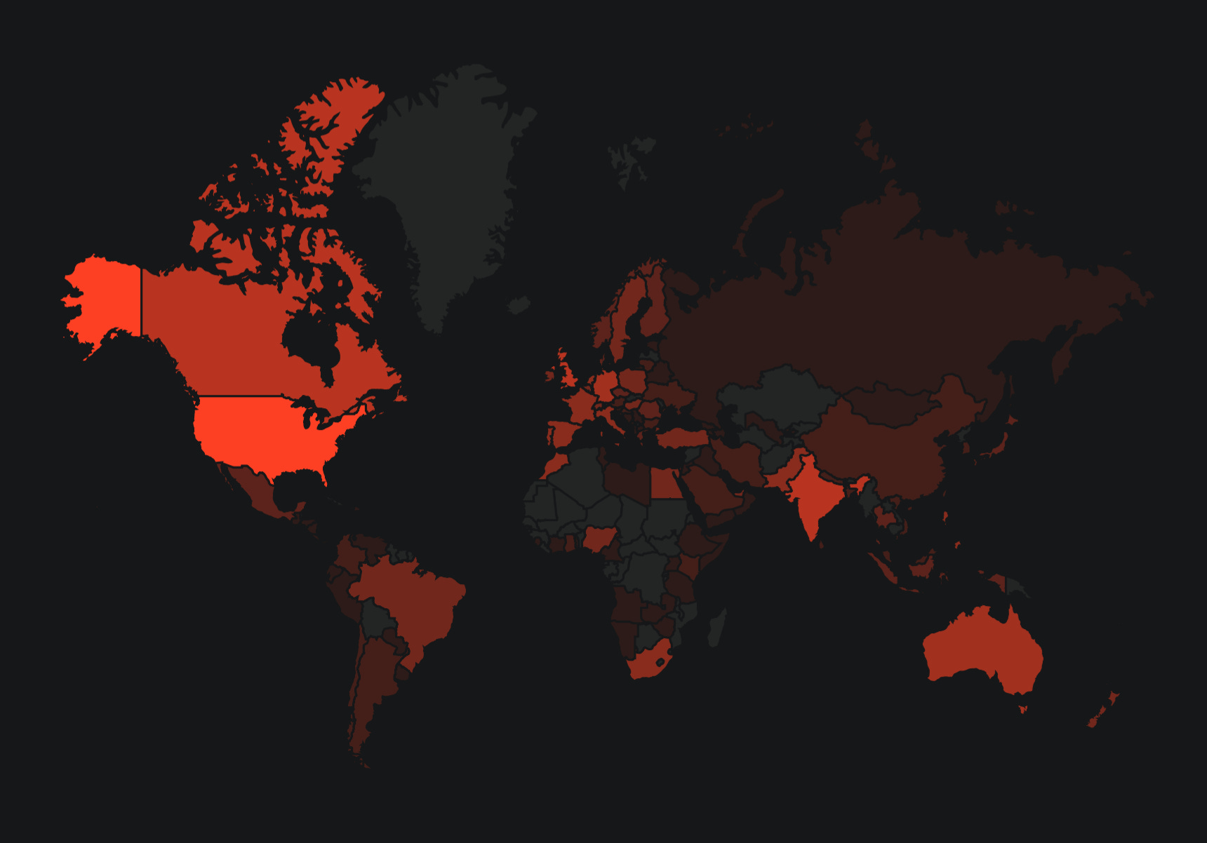 World map showing subscriber concentration in North America and Europe